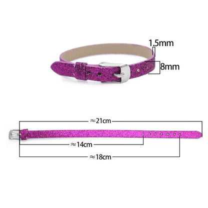 Bracelet à paillettes scintillantes, 8mm de largeur, 21cm de longueur, breloques coulissantes, lettres de l'alphabet, bijoux à bricoler soi-même, cadeau pour femmes et enfants