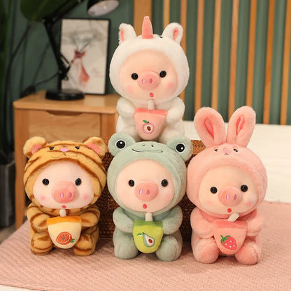 Peluche Kawaii Cochon Boba, Animal en Peluche Cochon, Déguisement Licorne Grenouille, Oreiller Doux, Jouets pour Enfants, Cadeau d'Anniversaire