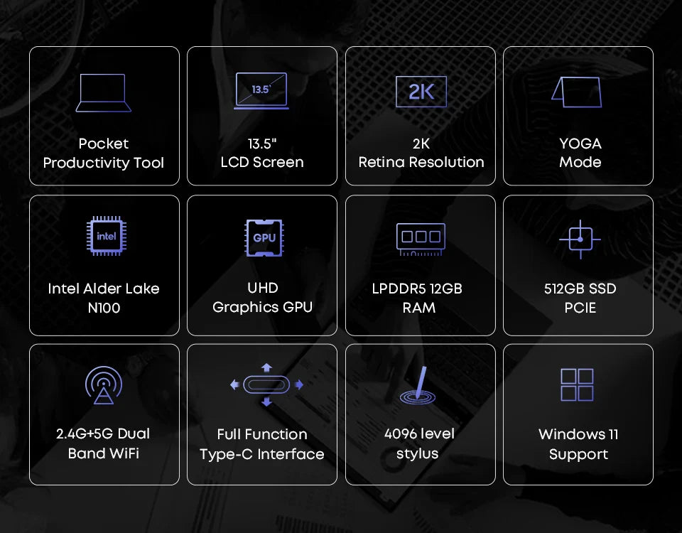 CHUWI FreeBook 2-in-1 Laptop Tablet 512GB SSD 16GB LPDDR5 Intel N150 13.5" IPS FHD Display WIFI 6  BT5.2 Windows 11 Notebook