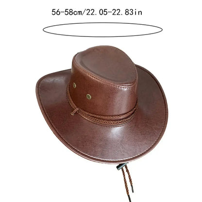 Chapeau de Cowboy occidental de Style ethnique Punk, chapeau de Jazz en Polyester à bord en rouleau, casquette à visière de couleur unie noir/marron pour l'extérieur