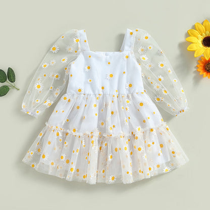 Pudcoco-Robe princesse en tulle à manches longues pour bébé fille, robe trapèze pour tout-petit, élégante, AndrPrint Destroy, maille, fête, 3M-3T