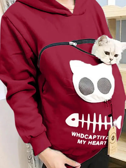 3XL Cat Lovers Hooded Sweatshirt Kangaroo Dog Pet Paw Dropshipping Pullovers Cuddle Pouch  Fish  Pocket Hoodie Tops