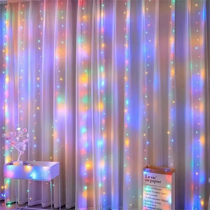 Rideaux lumineux LED alimentés par USB avec télécommande, décorations de noël pour la maison, mariage, anniversaire, chambre à coucher, lumières de fête