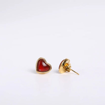 Boucles d'oreilles collier cornaline, collier en cristal coeur breloque en acier inoxydable cadeau de noël saint valentin pour sa femme petite amie
