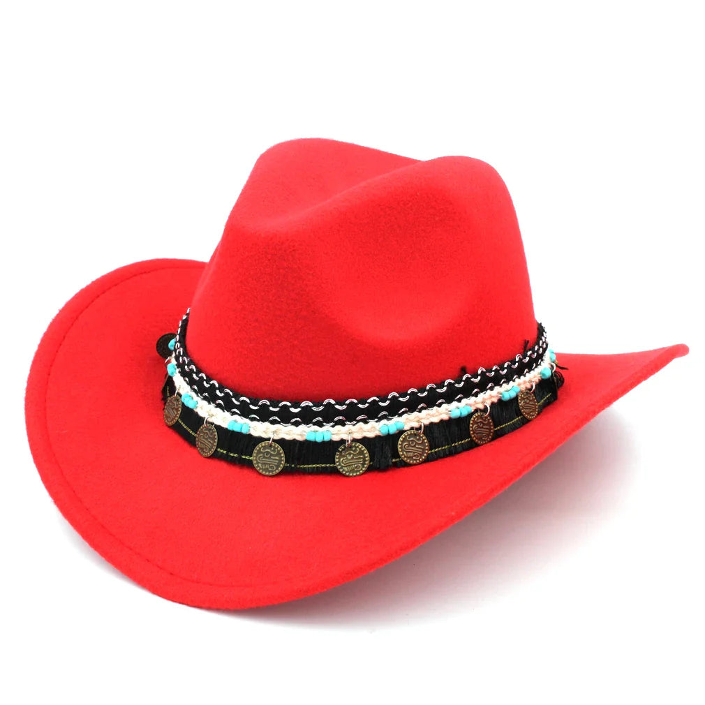 Chapeau de cowboy occidental pour hommes et femmes, casquette de costume de cow-girl à large bord pour église, mariage, fête, Halloween, casquettes fedoras d'extérieur