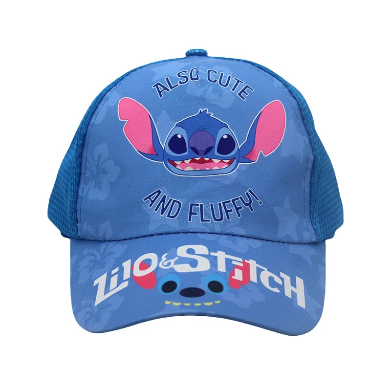 2025 new Stitch printed children's grid baseball cap, children's duckbill cap, outdoor travel sun hat