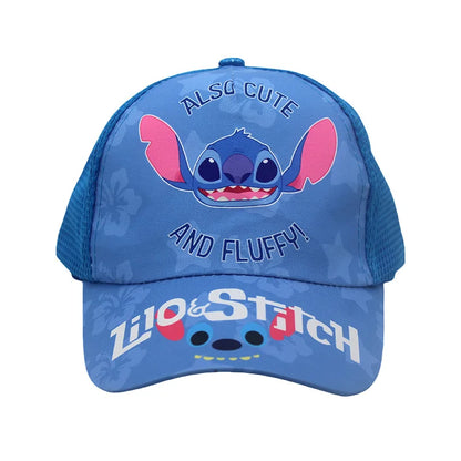 2025 new Stitch printed children's grid baseball cap, children's duckbill cap, outdoor travel sun hat