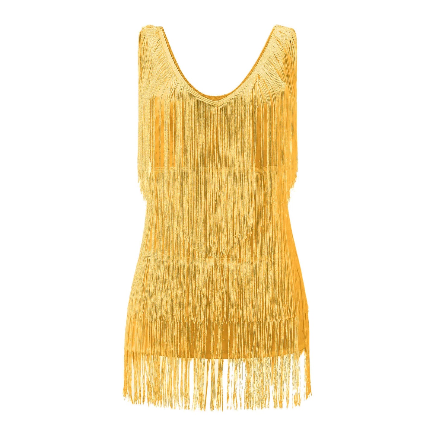 Women's Sexy Skirt Dress Deep V Neck Sleeveless Pencil Skirt Fringed Midi Casual Clothing Solid Elegant Party Women Dresses
