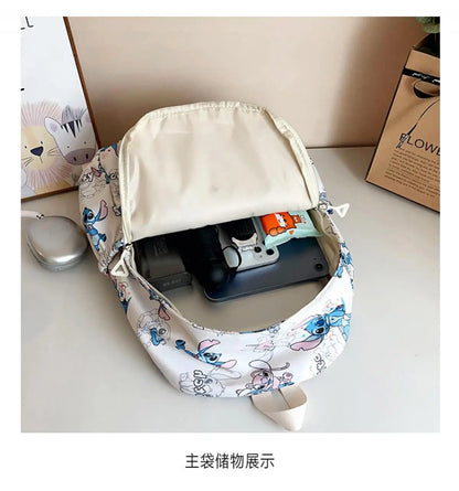 Cartoon Stitch Print Backpack Spacious Lightweight Travel Bag Waterproof School Backpack for College Students Teens Boys Girls