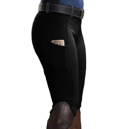 Clothes Anti-pilling Equestrian Pants Slim Elastic Horse Racing Trousers Skinny with Phone Pocket Equestrian Breeches Camping
