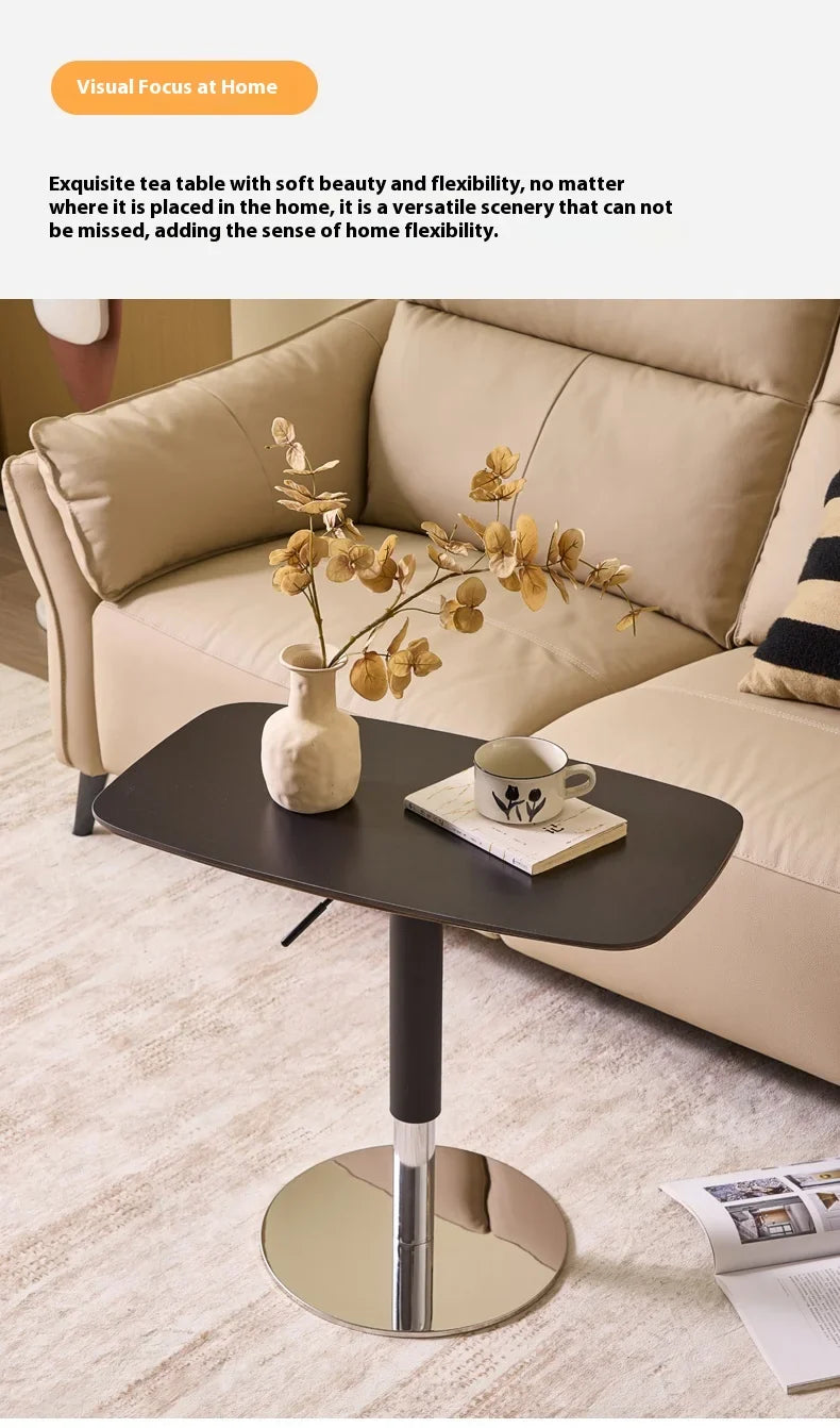 Table d'appoint élévatrice au Design moderne en ardoise de roche, pour lit ou canapé, petit appartement, meubles de salon avec pied en acier inoxydable