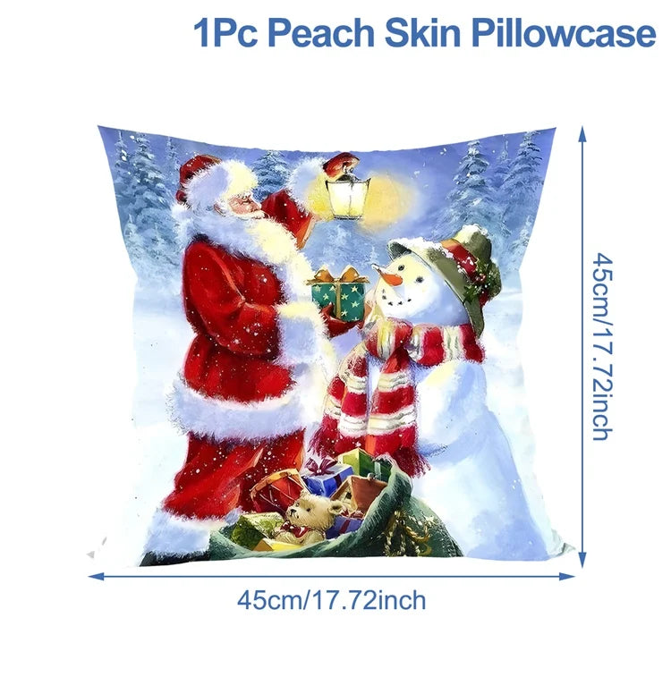 Housse de coussin de noël, père noël, décor de joyeux noël pour la maison, ornements de noël 2025, cadeaux de noël, nouvel an 2026