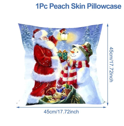 Housse de coussin de noël, père noël, décor de joyeux noël pour la maison, ornements de noël 2025, cadeaux de noël, nouvel an 2026