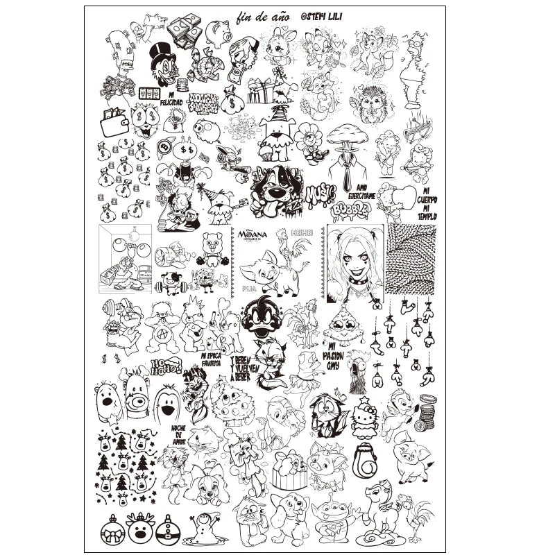 Plaques d'estampage d'ongles Halloween de dessins animés Crâne Personnages Animaux Gabarits Pochoirs Plaque d'estampage Nail Art Outil d'impression d'ongles Manucure