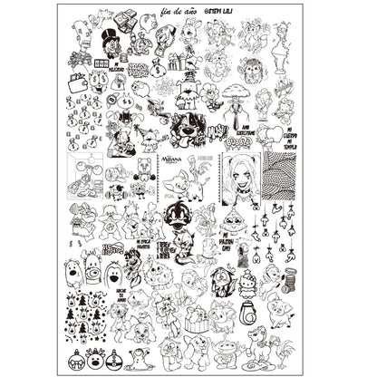 Plaques d'estampage d'ongles Halloween de dessins animés Crâne Personnages Animaux Gabarits Pochoirs Plaque d'estampage Nail Art Outil d'impression d'ongles Manucure