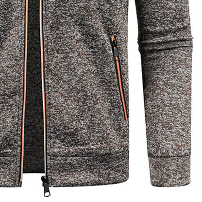 Stand Collar Long Sleeves Pockets Zipper Placket Sweatshirt Coat Men Spring Autumn Solid Color Plus Size Sport Outerwear