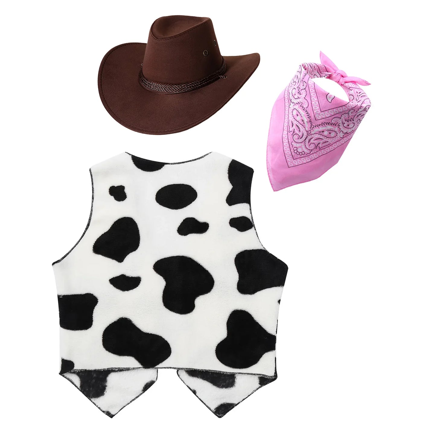 Costume de Cowboy Western pour Enfants, Vêtements d'Équitation, Chapeau Bandana Ouvert sur le Devant, pour Halloween, ixà Thème de Carnaval, Cosplay