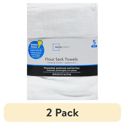 5 Piece Flour Sack Kitchen Towels Set 100 Cotton Ultra Absorbent Versatile Machine Washable Essential Cooking Cleaning