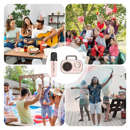 Kids Karaoke Machine Mini Wireless Karaoke Machine With Microphone Long Battery Life Rechargeable Audio Supplies With Dual Mic