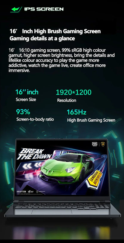 Gaming Laptop 16 inch Intel Core i9-12900H NVIDIA RTX 4060 8G 64GB RMD 4TB SSD DDR5 Windows 11 HD Camera WiFi6 Portable Computer