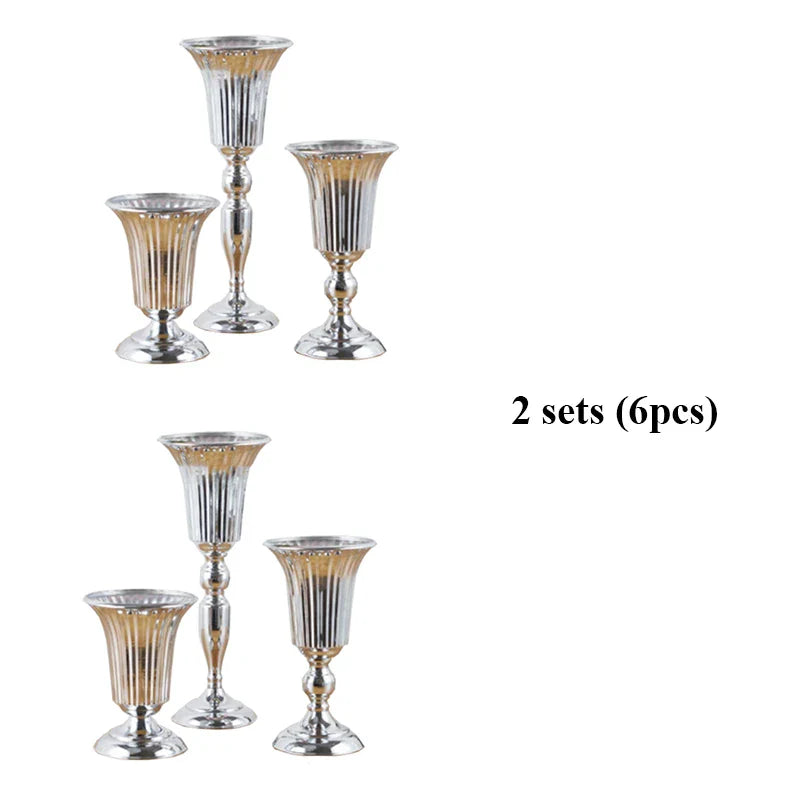 PEANDIM Luxury Silver Flower Vase Home Vase Desktop Craft Flower Arrangement Decoration Wedding Party Christmas Flower Rack