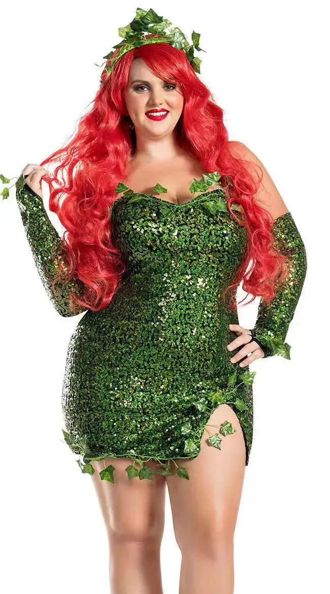 2025 European and American Costumes Adult Leaves Halloween Costumes Dance Dresses