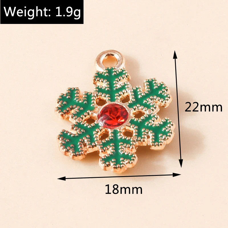 Leslie-Breloques de Noël en émail, arbre flocon de neige, chaussette, cerf, bonhomme de neige, bijoux de bricolage, cadeaux de Noël et du Nouvel An, 10 pièces