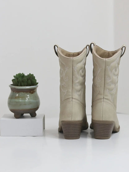 Classic Western Knee High Boots for Girls Premium Quality Slip-on Cowboy Long Booties Kids Autumn Heeled Point Botas Kids Shoes