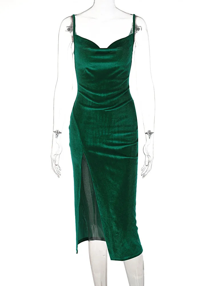 Ele Sexy Women's Spring 2024 Faionable Slim Fit Split Strapl Dr Polyester Fiber mid Waist Gown for Babies