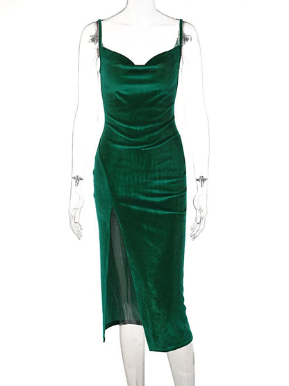 Ele Sexy Women's Spring 2024 Faionable Slim Fit Split Strapl Dr Polyester Fiber mid Waist Gown for Babies