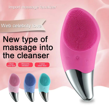 Mini Electric Face Washer Cleanser Silicone Facial Cleanser Waterproof Rechargeable Ultrasonic Pore Facial Cleaner