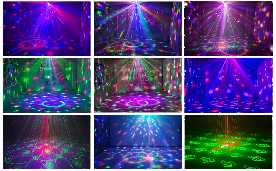 2 boules disco lumineuses avec projection de motifs et contrôle sonore,  et plus