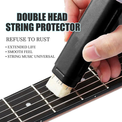 Nettoyeur professionnel de cordes de guitare à double tête et stylo dérouillant, outil d'entretien de cordes tout-en-un pour électrique/basse/violon 1 pièce