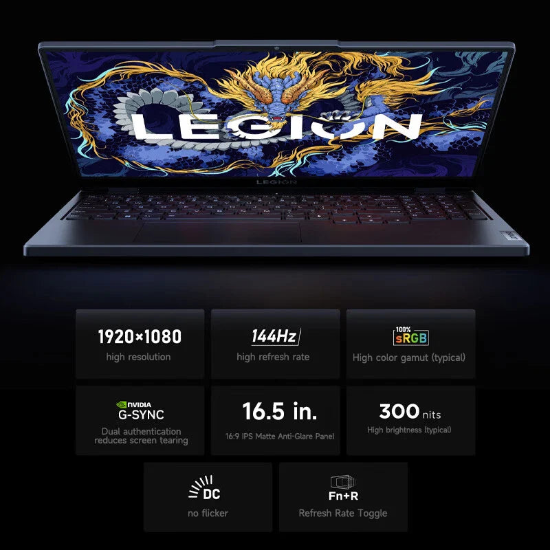 Ordinateur portable de jeu Lenovo Legion Y7000 15,6" 144Hz Intel Core i7-13650HX 24/32 Go de RAM DDR5 512 Go/1 To/2 To SSD RTX4060