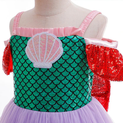 Robe Fille Robe de Princesse Sirène Déguisements pour Enfants Filles Élégante Robe de Performance pour Fête d'Anniversaire Vêtements d'Halloween Noël