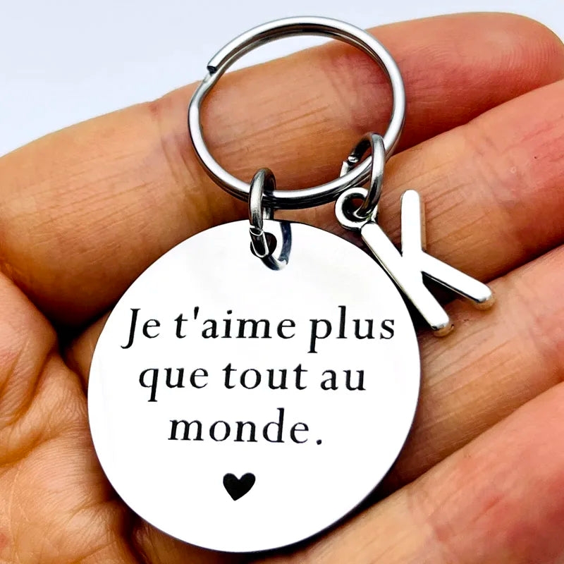 Porte-clés de Couple français Je T'aime Plus Que Tout Au Monde, cadeaux pour petit ami et petite amie, cadeau de Couple pour mari, cadeau de saint valentin