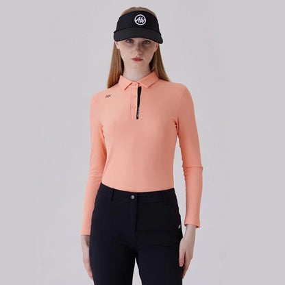 AW Golf Women's Simple Polo Shirt Long-sleeved T-shirt Quick-drying Breathable Sports Jersey Spring Autumn Golf Clothing Suit