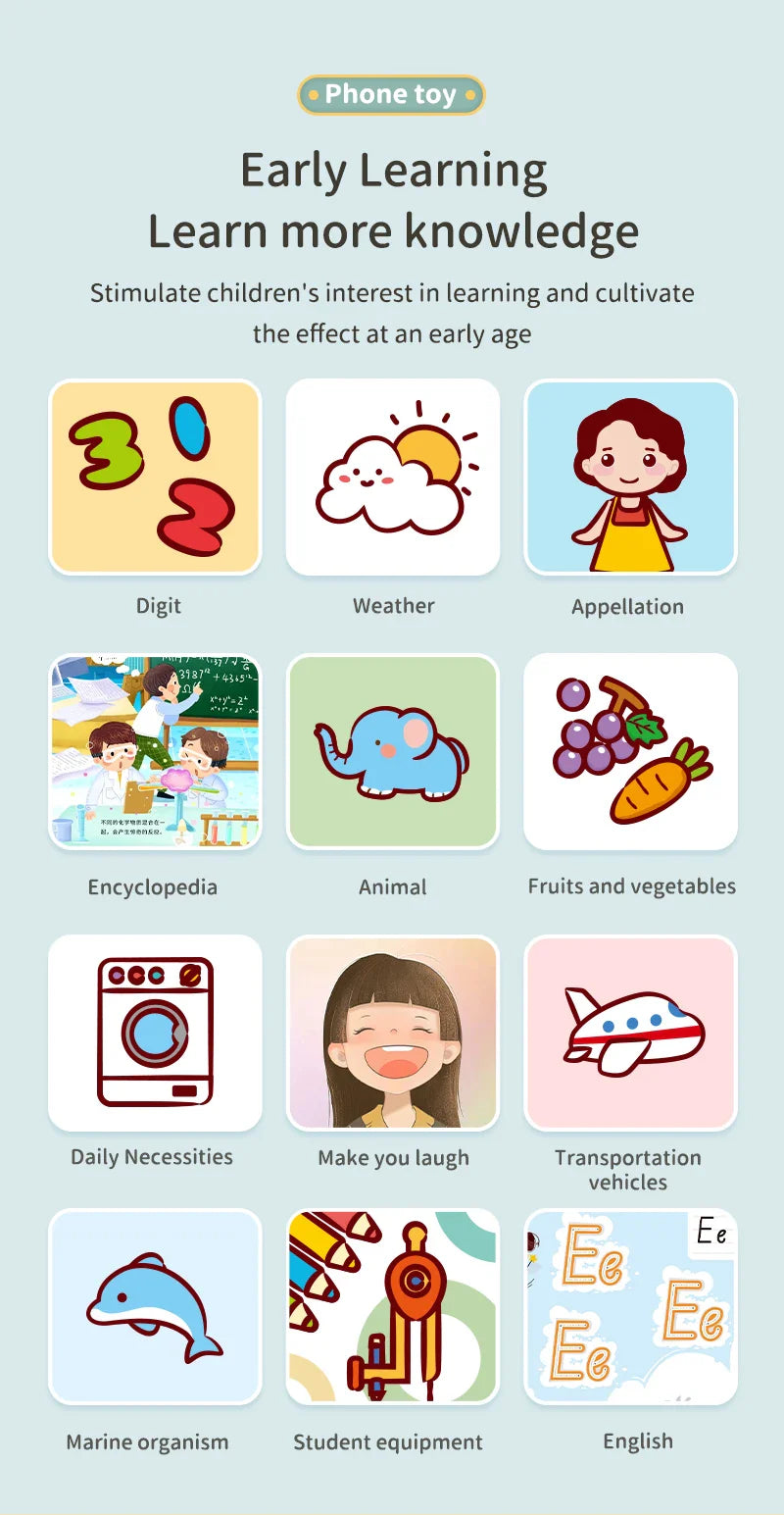 Toy Cell Phone Educational Toys Children Simulation Phone Toy Phone Mobile Early Educational Toy Learning Cellphone Model Toy