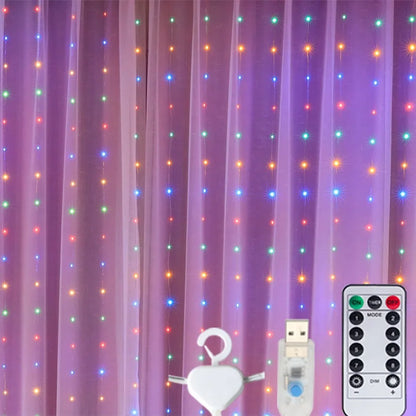 Guirlande lumineuse rideau LED USB, pour Nouvel An, Noël, mariage, anniversaire, chambre à coucher, Ramadan, Pâques, décoration intérieure