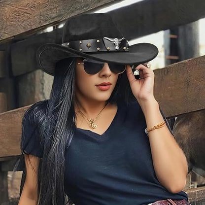 Nouveau Chapeau de Cowboy de Style Occidental pour Hommes et Femmes Chapeau de Gentleman Rétro à Large Bord Chapeau de Cowgirl Jazz Chapeaux de Soleil Tendance pour l'Été