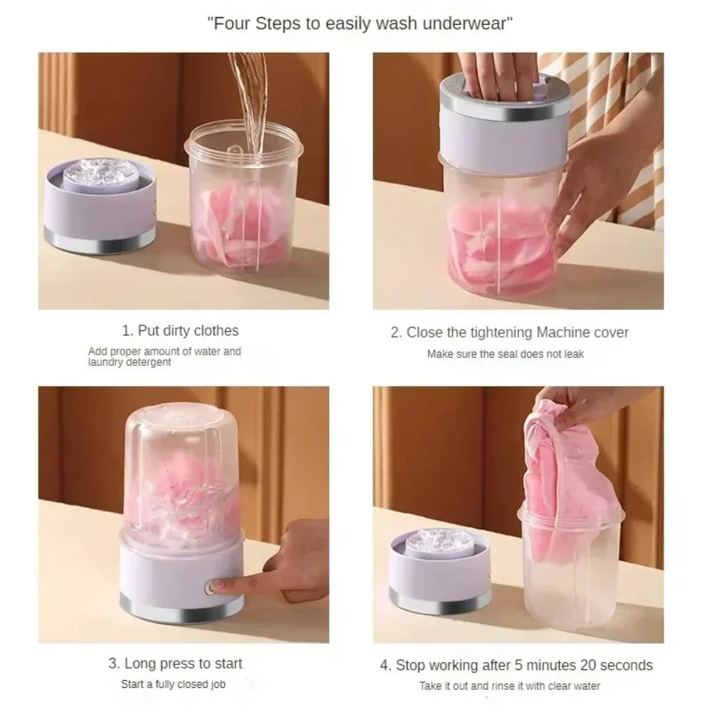 Mini Washer Underwear&Socks Washer Rechargeable Wireless Portable for Travel/Home/Dormitory with Laundry Cup Washing Machine