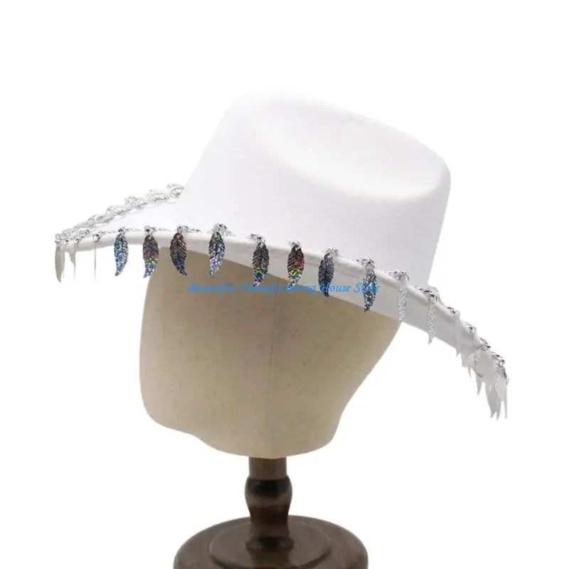 E56A chapeau Cowboy chapeau Cowgirl occidental chapeaux à franges pour Costume fête pour femmes