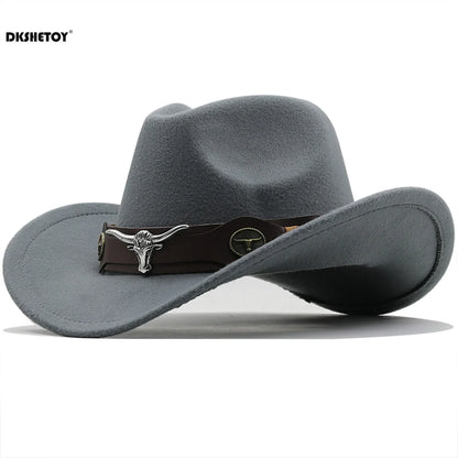 Chapeaux de Cowboy à la mode, chapeau Panama de Cowgirl à large bord avec ceinture rétro pour déguisement de fête