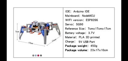 Kit de robot araignée quadrupède v2.0, robot bionique imprimé en 3D, fabricant de pigments NodeMCU bricolage, matériel Open Source, ESP8266