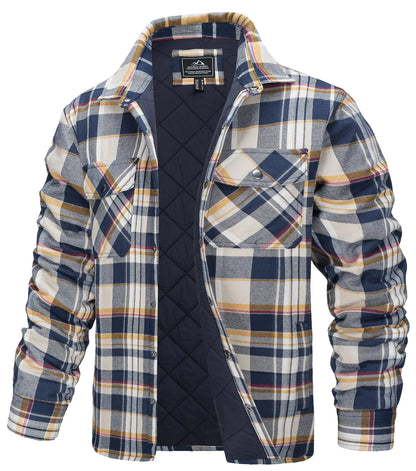 TACVASEN Veste d'hiver en coton à carreaux pour homme, manches longues, matelassée, doublée, en flanelle, multi-poches, vêtements d'extérieur, manteaux de randonnée