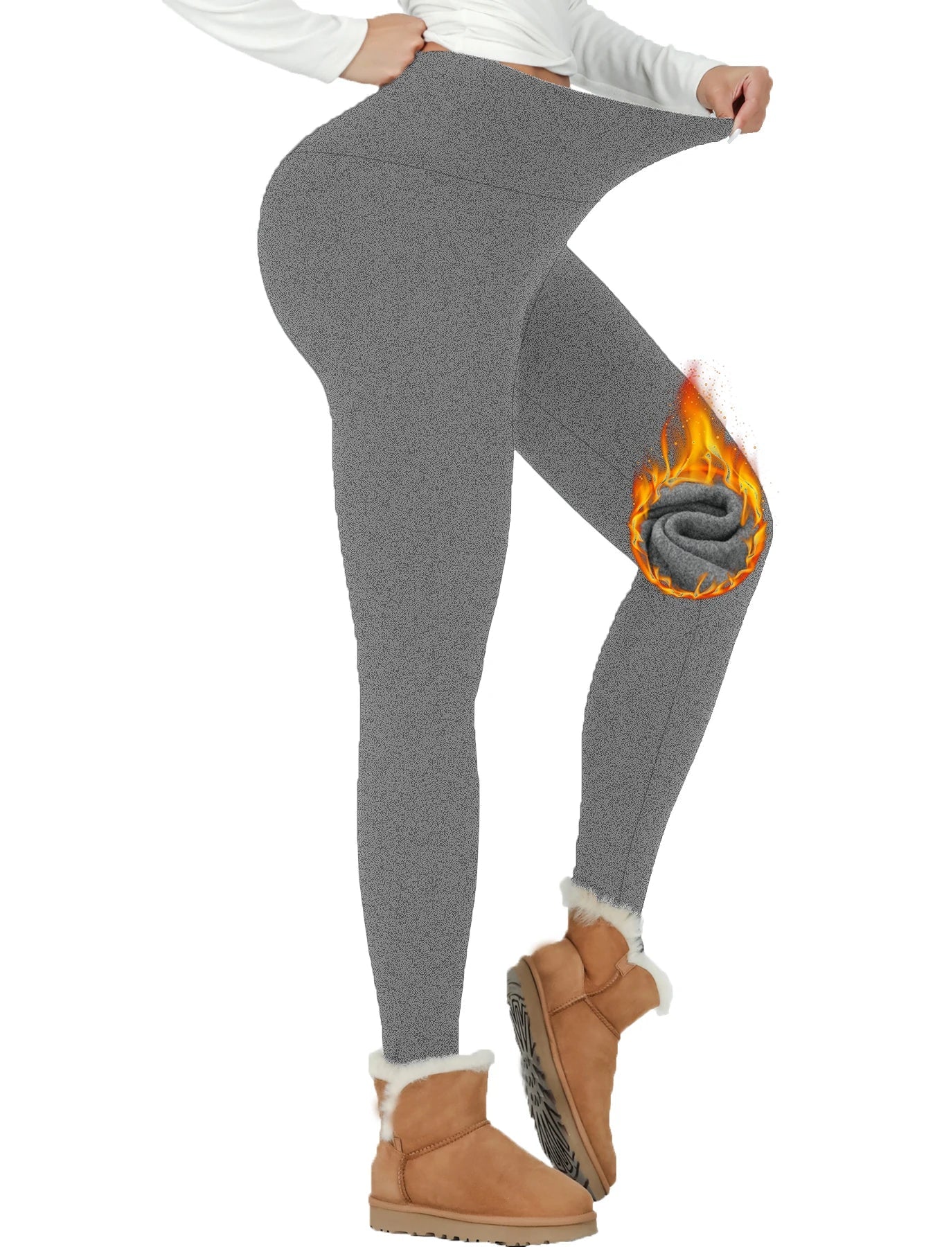 Leggings taille haute doublés en polaire thermique pour femme. Collants chauds et épais pour l'entraînement, pantalons de yoga doux, hiver