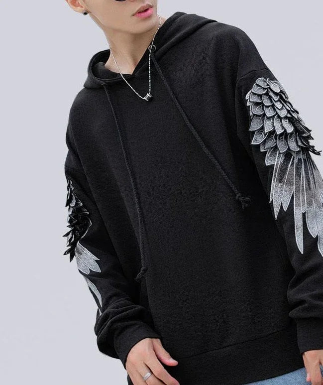 Hoodie brodé pour hommes, streetwear de luxe blanc sans marque, automne, pas cher, Emo, style Hip Hop
