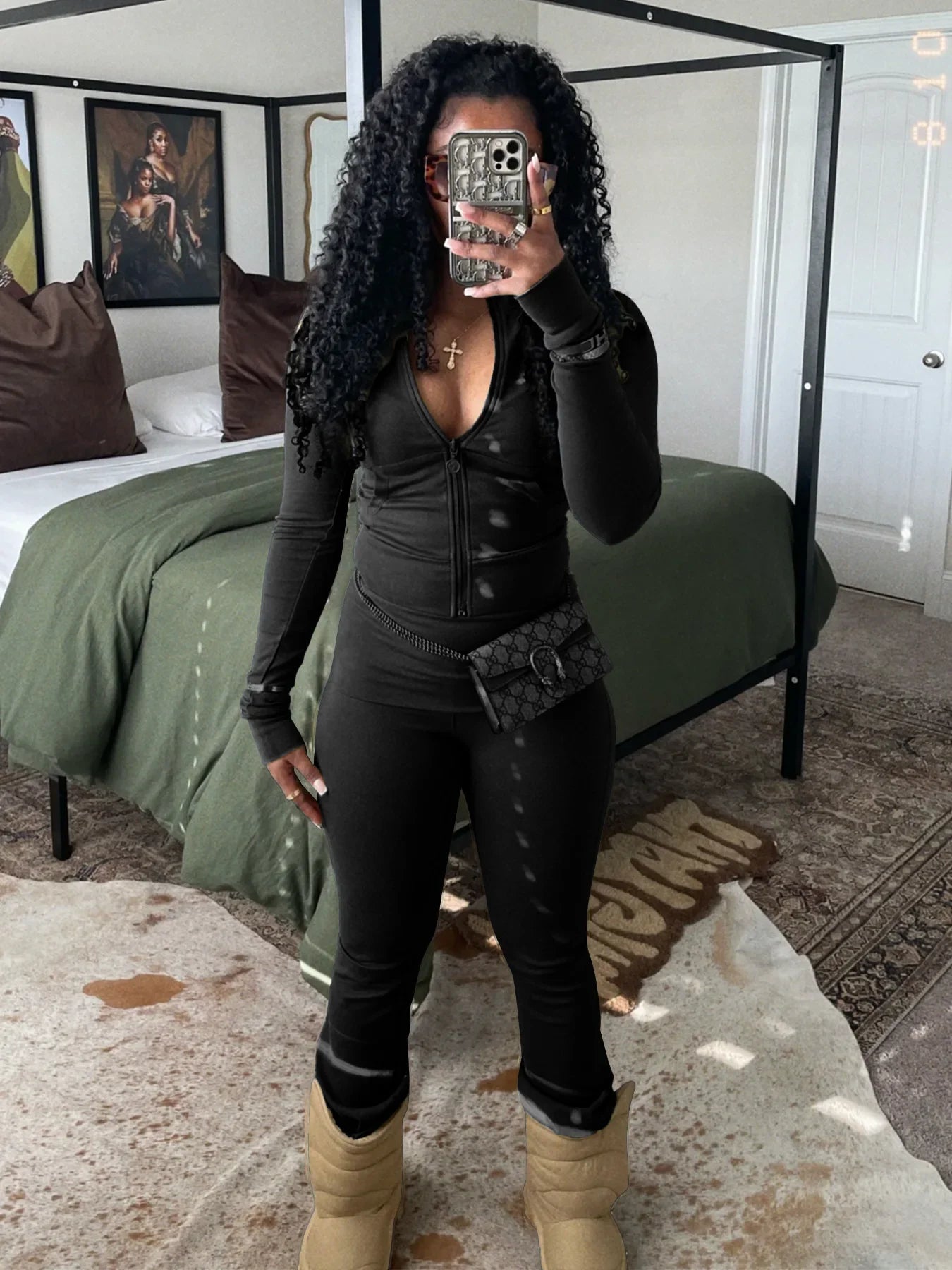 Ensembles 2 pièces FAGADOER automne hiver pour femmes Tenue décontractée Hauts courts à fermeture éclair et poche + Pantalons leggings taille haute Survêtements de jogging Streetwear