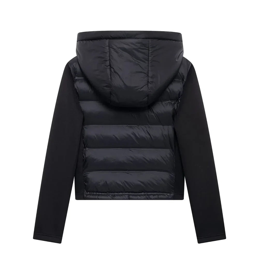 UNIZERA slim fit zipper hooded short warm jacket autumn and winter new product long sleeved solid color women's cotton jacket