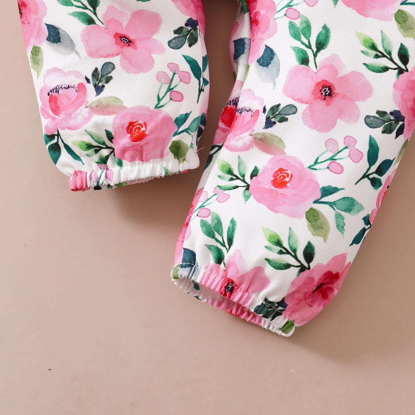 Ensemble de vêtements rose pour bébé fille 0-18 mois, tenue printemps et automne, body manches longues + pantalon floral + bandeau, 3 pièces, tenues de mode pour tout-petits